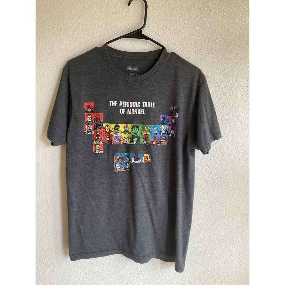 Gray Periodic Table Of‎ Marvel Shirt Size Medium Short Sleeves Casual